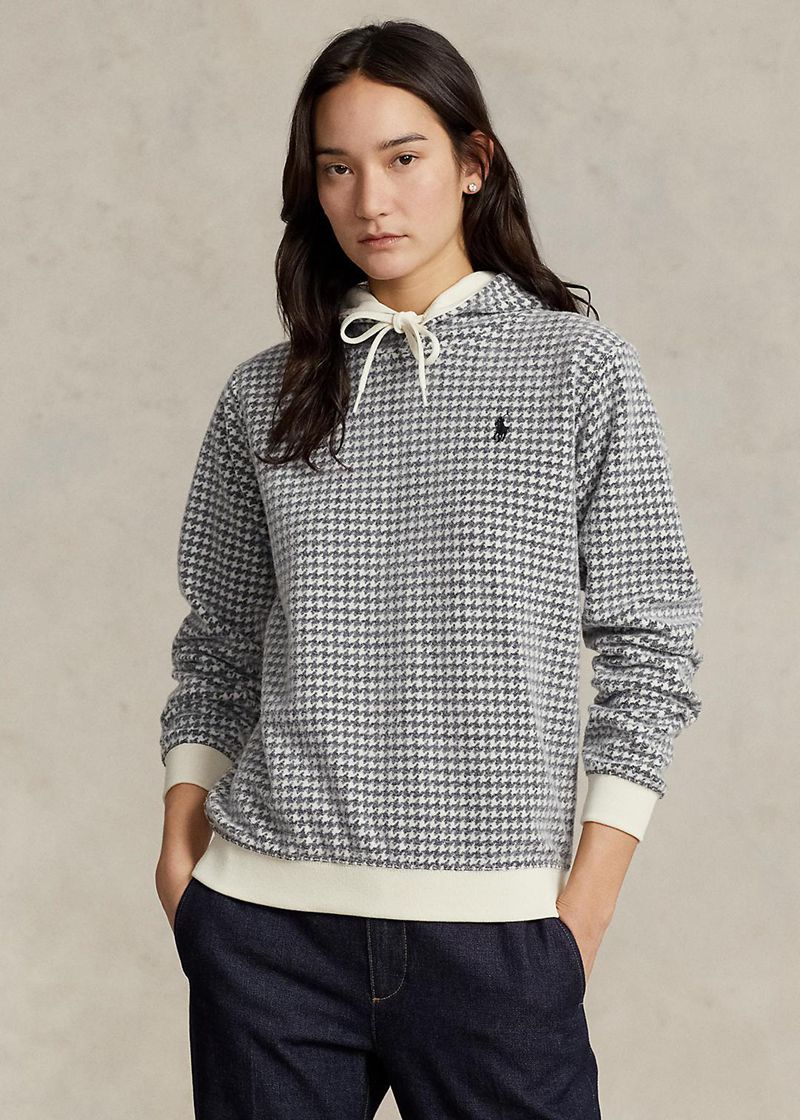 Sudadera Con Capucha Polo Ralph Lauren Mujer Houndstooth-Motif Fleece Chile Negras JUCOD-5893